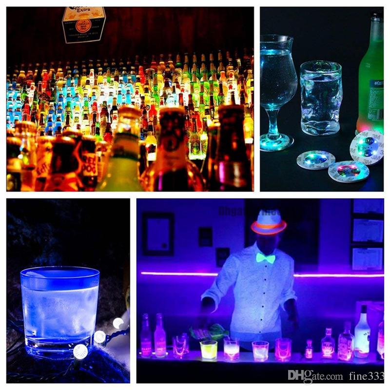 Flaska LED -lätta klistermärken LED Wine Bottle Glorifier Mini Light LED Coaster Cup Mat Party Bar Club Glass Vase Xmas Decoration