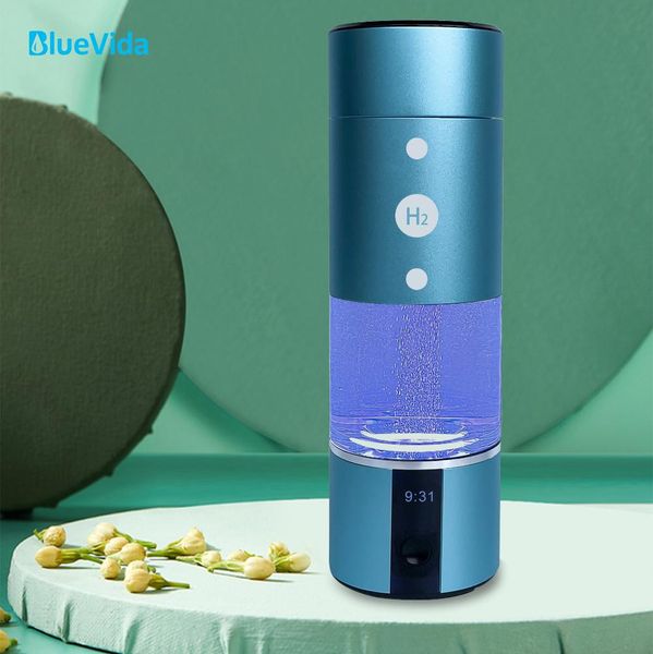 Bouteille Max 5000ppb Super Hydrogène Générateur d'eau hydrogène Pure Bouteille DUPONT N117 Double chambre Spe PEM avec Kit d'inhalation de respiration 1800mAh