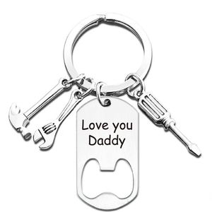 Ouvre-bouteille Design Porte-clés Lettre Impression Pendentif Anneaux En Acier Inoxydable Cadeaux Fête Des Pères Pour Papa Papa Oncle Grand-Papa Papa