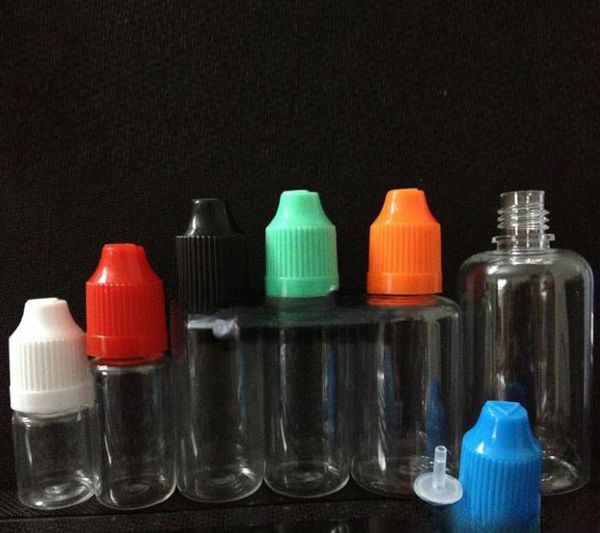 Bouteille PET Ejuice Eliquid Bouteilles compte-gouttes en plastique 10 ml bouteilles vides avec bouchon inviolable à l'épreuve des enfants longue pointe d'aiguille 10 ml en gros