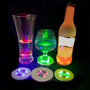 Flessen aangedreven batterij Lumious Coasters Stickers LED Drink Cup Mat Decels Festival Nightclub Bar Party Vaas Lights P1213