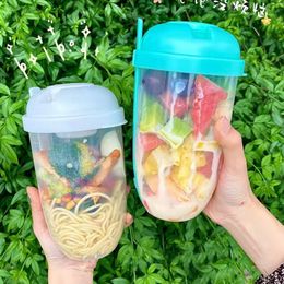 Fles Salade Container Flesvormige Bento Slakom Voor Lunch Carry To Go Salade Doos Met Vork En Saus Cup Keuken Accessoires