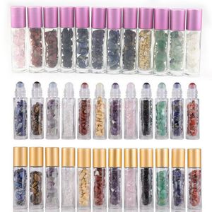 Flessenset 10x 5ml 10ml Kristallen Rollerflessen Chip Bamboe Houten Dop Essentiële Oliën Roll-on Fles Rollerball voor Parfum Aromatherapie