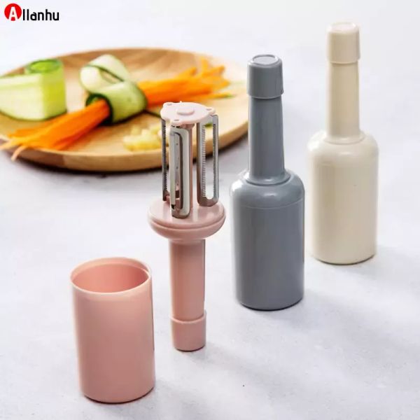 Forma de botella Herramientas de color sólido Pelador Cuchillo de viga multifunción Cocina con cubierta Cuchillos de pelado Hogar WJY591