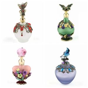 Fles Vintage parfum navulfles hartvorm handgemaakte handmatige schilderij kleine lege hervulbare flessen metaal glas bruiloft decor cadeau