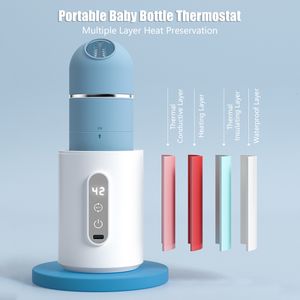 Flessenwarmers Sterilizers# Babyfles Warmer Portable Travel USB Oplaadbare voedingsfleshorter Thermostaat met flesmelkpoeder Dispenser 230821