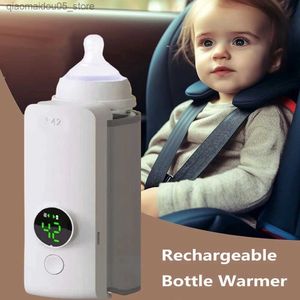 Flesverwarmers sterilisatoren# oplaadbare batterijverwarming 6-niveau verstelbare temperatuurdisplay moedermelk voeding accessoires draagbare babyfles Q240416