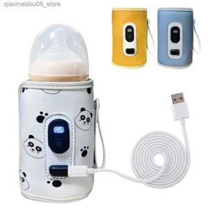 Flessenwarmers Sterilizers# USB Babyfles Hittebasis Universele Digitale display Verzorging Verwarming Portable Q240417