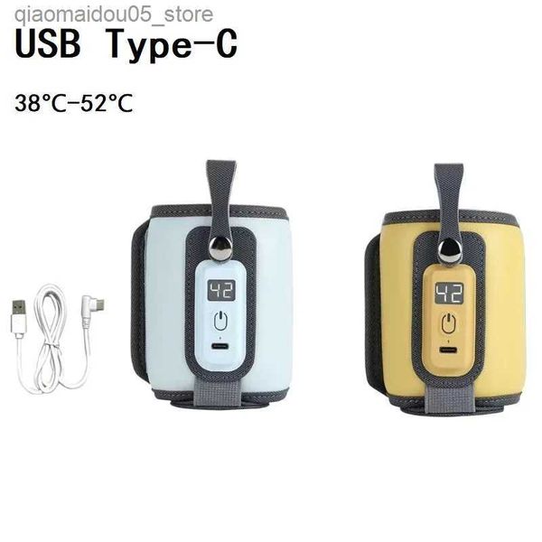 Esterilizadores de calentadores de botellas# USB Type-C Calentador de botellas con pantalla LCD Temperatura ajustable Ajuste Milk Calentador de 5 velocidades 38 C-52 Bolsa de calentamiento Q240416