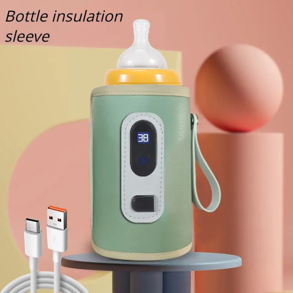 Chauffe-biberons Stérilisateurs # USB Chauffe-eau à lait Poussette de voyage Sac isolé Chauffe-biberon pour bébé né infantile Chauffe-biberon portable LED 231010