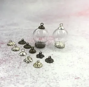 Bouteilles 1/2/3/5/8 pièces 20x12mm Globe en verre creux avec ensemble de perles de Base de couronne bouchon Orb flacons pendentif bouteille bijoux