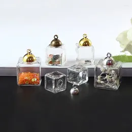 Flessen 10/30X Transparantie Glas Mini Cube Globe Bubble Met Cap Diy Holle Lucky Flacon Hanger Ketting Sieraden Accessoires