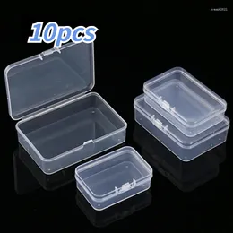 Bouteilles 10 pièces Mini boîte de rangement rectangulaire en plastique pour le conteneur de bijoux durable et robuste anti-poussière translucide domestique