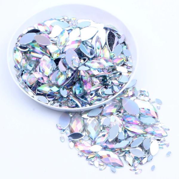 Botellas 10000pcs 4x8 mm AB Colors Flatback Facets de Marquise Earth Drinestone 3D Gemas Strass High Shine Diy Nail Art Decorations