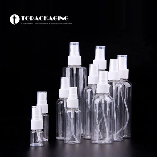 Bouteilles 100pcs * 10/20/30/50 / 100 ml vide transparent en plastique transparent bouteille de pulvérisation médicale de liquide oral fine brume atomiseur contenant cosmétique