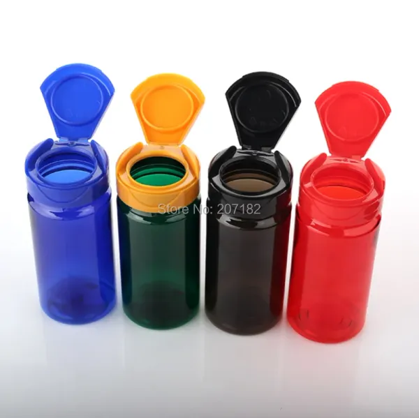 Botellas 100pcs 80cc PET Plastic Medicina vacía Bottles, 80ml Caspule Pill Tablet Powder Recipe Soplue/Verde/Negro/Rojo Color