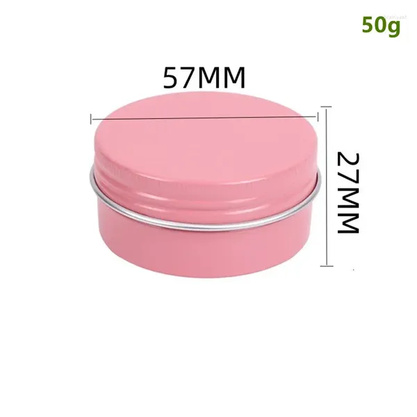 Bouteilles 100pcs pot en aluminium portable rose avec couvercle à vis 50 ml / 1,76 oz conteneurs rechargeables ronds pour lèvres cosmétiques