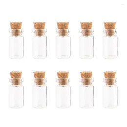 Bouteilles 10pcs 1.5 ml Décoration Small Mini Mini Wishing Glass Bottle Ornaments Clear Wedding Art Craft Container DIY Message Filaux avec Cork