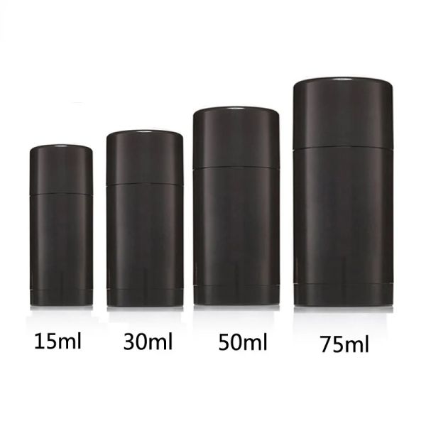 Botellas 10pcs 15 ml 30ml 50ml 75ml Botellas de desodorante negro vacío Twitch Tubo de palo