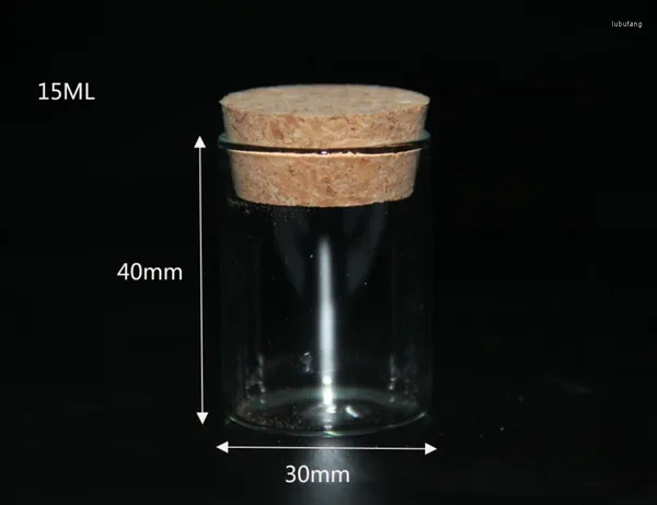 Botellas 10 Uds 30 40mm 15ml tubo de ensayo vacío transparente con tapón de corcho especias arena líquido contenedor de alimentos frascos viales DIY artesanía