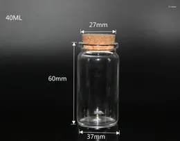 Flessen 10 stuks 37 60 mm glazen fles wens lege monsteropslag kruidenpotjes flesjes met kurk stoppen - transparant huwelijkscadeau