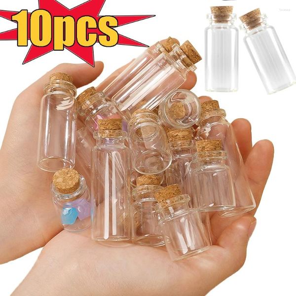 Botellas 10 unids Mini caramelos de vidrio transparente Pequeños medicamentos Especias Baratija Frascos de almacenamiento Deseando Botella a la deriva DIY Decoración Regalos