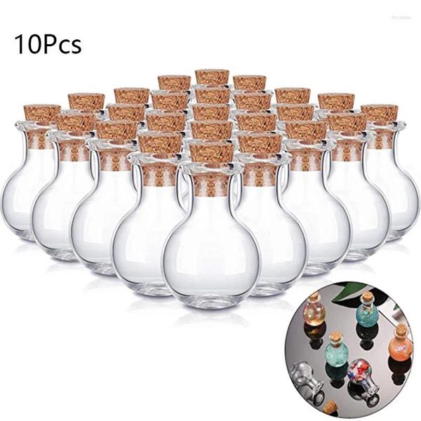 Botellas 10 unids Mini vidrio claro a la deriva pequeños deseos con tapones de corcho para la fiesta de cumpleaños de la boda DIY Crafts