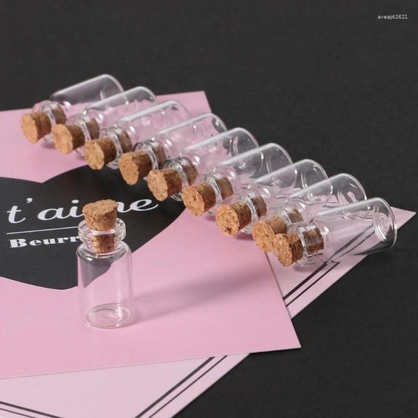 Bouteilles 10 pièces/ensemble 1 ml Mini petit verre avec bouchon en liège transparent minuscules flacons pots conteneurs message mariages souhaits bijoux faveurs