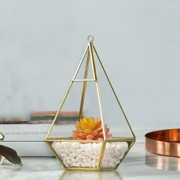 Bouteilles 12 24 cm cadre en métal verre maison vase décoration de la maison or carré style vie éternelle fleur boîte-cadeau mariage bricolage accessoire