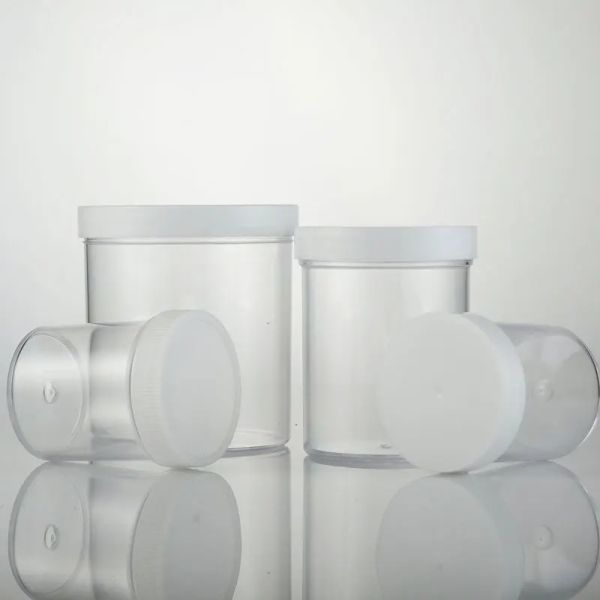 Bouteilles 120 ml 200 ml 400 ml Conteneur de pot en plastique PS transparent vide, étain en pot en poudre, bouteille crème