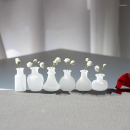 Bouteilles 1pc blanc maison de poupée miniatures Vase en verre modèle maison de poupée accessoires décor jouet plante verte ornements cadeaux artisanat bouteille porte-bonheur