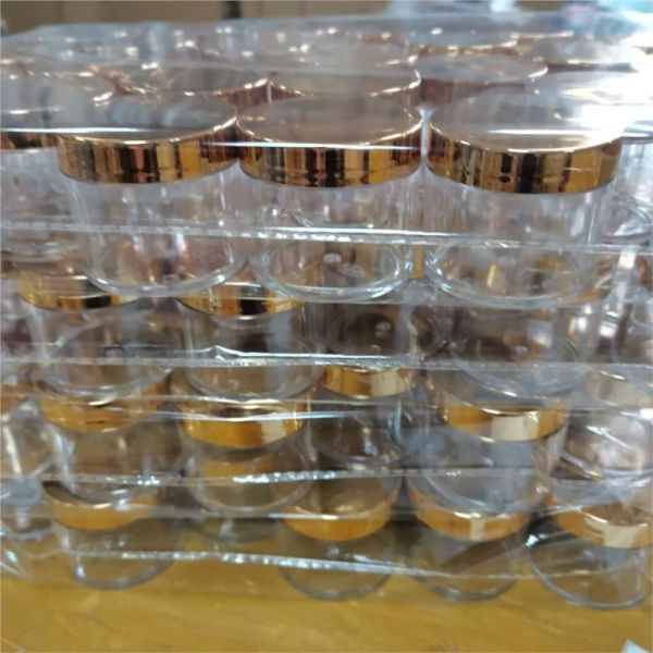 Bouteilles 20/50 / 100pcs Gold Lid Clear Clear Rempillable Bouteilles 10/30 / 60 ml Conteneurs de voyage de voyage Jar Cosmetic pour paillettes en poudre en acrylique