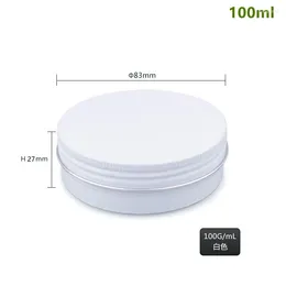 Flessen 200 stcs 3,38 oz witte aluminium tin pot hervulbare containers 100 ml schroefdeksel ronde container fles voor cosmetica