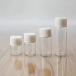 Bouteilles 20 pièces 1 ml 2 ml 3 ml 4 ml 5 ml Transparent Mini verre réactifs d'huile essentielle rechargeable échantillon bouteille flacons pots avec bouchon blanc