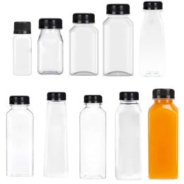 Bouteilles 20pcs vide 60 ml300 ml bouteille d'eau en plastique transparent avec bouchons de jus réutilisables bouteilles de bois de bois de bois contenant des smoothies avec entonnoir