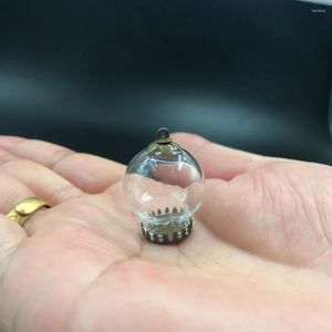 Bouteilles 20x12mm Globe en verre transparent bulle Bronze petite couronne Base perles bouchon flacon pendentif mode collier dôme 5 pièces