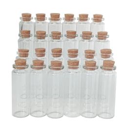 Bottles 24 pièces/lot 5ml 10ml 15ml 20ml 25ml 30ml bouteilles en verre de souhait clair mignon avec bouchon en liège bouteilles d'épices vides pots bricolage artisanat flacons