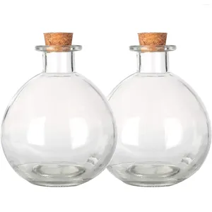 Botellas de 250 ml de vidrio redondo esférico con corchos grandes para accesorios de disfraces, sales de baño, manualidades decorativas