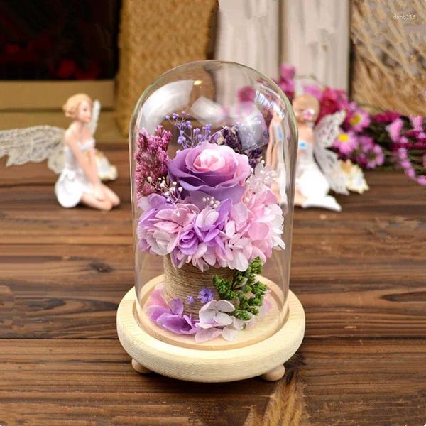 Bouteilles 2 ensembles/paquet 12 22 cm Base de bûche à trois pieds Vase dôme en verre décoration de la maison couverture transparente cadeau ami accessoire de mariage en direct