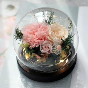Vase rond en forme de dôme en verre, 2 pièces/paquet, différentes tailles, décoration de la maison, Base lumineuse, couvercle Transparent, cadeau de mariage