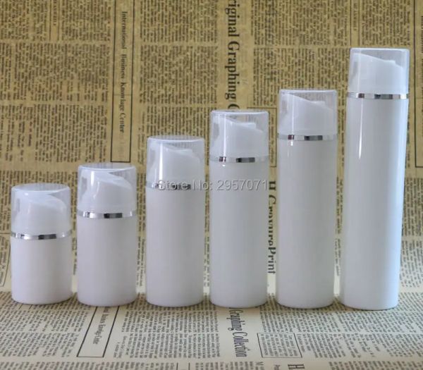 Botellas 30 ml 80ml Capa transparente de plástico blanco Botellas de bomba sin aire Sier Línea Maquiagem Recipientes cosméticos vacíos Bottalas de embalaje