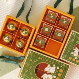 Bouteilles 5 pièces boîtes d'emballage polyvalentes boîte-cadeau de dessert bronzant exquis avec fenêtre pour le festival de la mi-automne