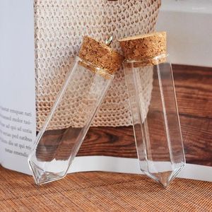 Flessen 50/80/100 stuks Mini Krijt Vorm Glas Met Kurk Potten Potion Flesjes Wens Ketting Fles voor Gunsten Gift DIY Craft