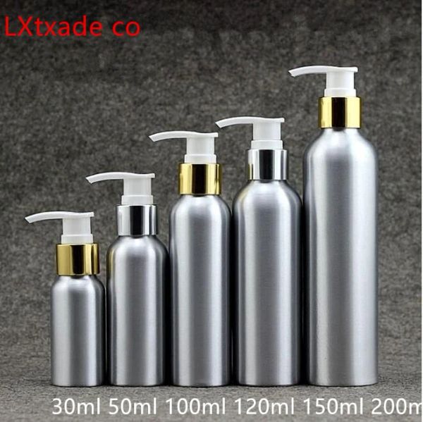 Bouteilles livraison gratuite 50 ml 100 ml 150 ml Nouveau style vide vide en aluminium Pompe bouteille de haut niveau des conteneurs cosmétiques de haut niveau