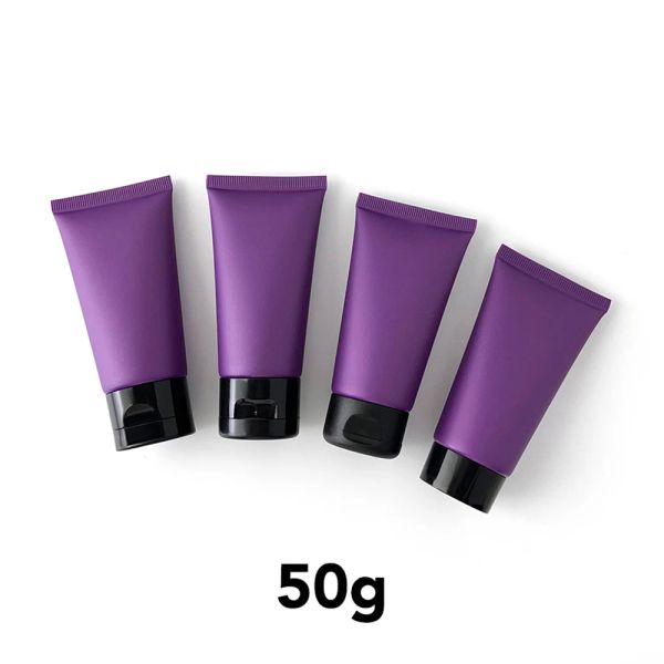 Bouteilles 50 ml mat violet rechargeable contenant des cosmétiques 50g bouteille à presser crème de maquillage paquet de lotion pour le corps tube souple en plastique vide