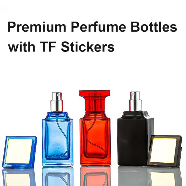 Bouteilles 50 ml bouteille de parfum premium avec une marque d'autocollant en verre grande capacité Bouteille de brume à brume délicate