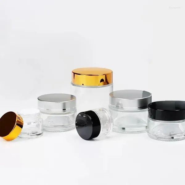 Bouteilles 50pcs 50g Pot en verre Vide Conteneurs cosmétiques Boîte de maquillage Bouteille de voyage Conteneur à lèvres pour le visage