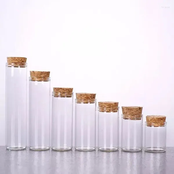 Botellas 50 unids/lote 30 70mm 30ml frascos de vidrio frascos tubo de prueba con tapón de corcho comida líquido tarro de especias vacío transparente claro