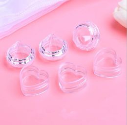 Bouteilles 50pcs / lot vide en plastique transparent coeur de diamant de forme diamant crème pot bottes de pot de pot de maquillage transparent