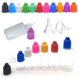 Botellas 50 piezas de plástico para mascotas de plástico vacío 3 ml 5ml 10ml 15ml 20ml 30ml 50ml ojo líquido agua transparente vial de punta larga con embudo